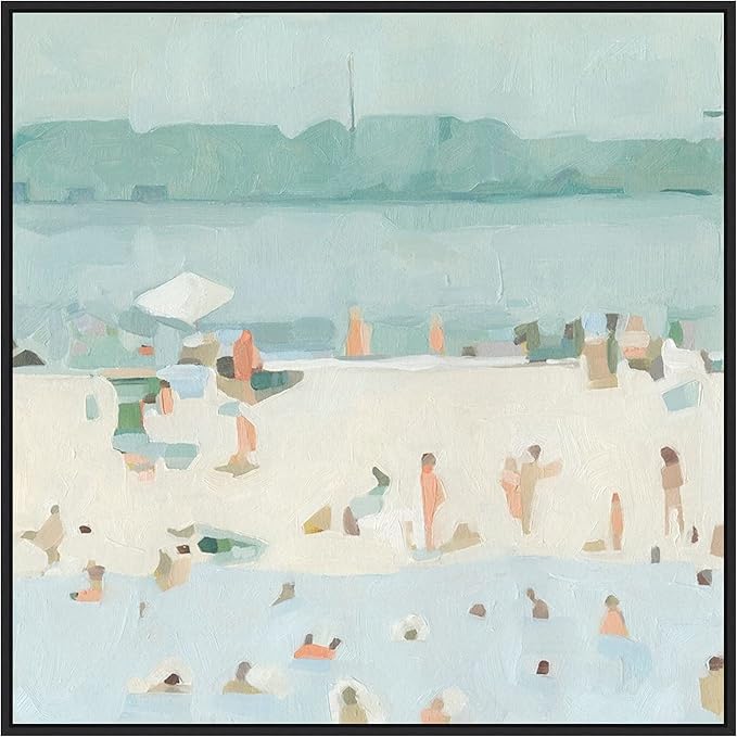 Amanti Art Framed Canvas Wall Art 30x30 Sea Glass Sandbar I by Emma Scarvey, Framed Wall Art Canvas, Abstract Artwork, Modern Decor, Large Poster Painting for Living Room, Bedroom, Bathroom, Kitchen,