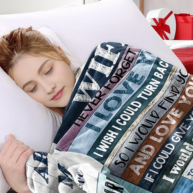 Gifts for Wife, Anniversary Blanket Gifts for Women Her Wife, Wifey Birthday Ideas from Husband, Romantic I Love You Present for Her, Christmas Valentines Mothers Day Presents Throw Blanket 60x50in
