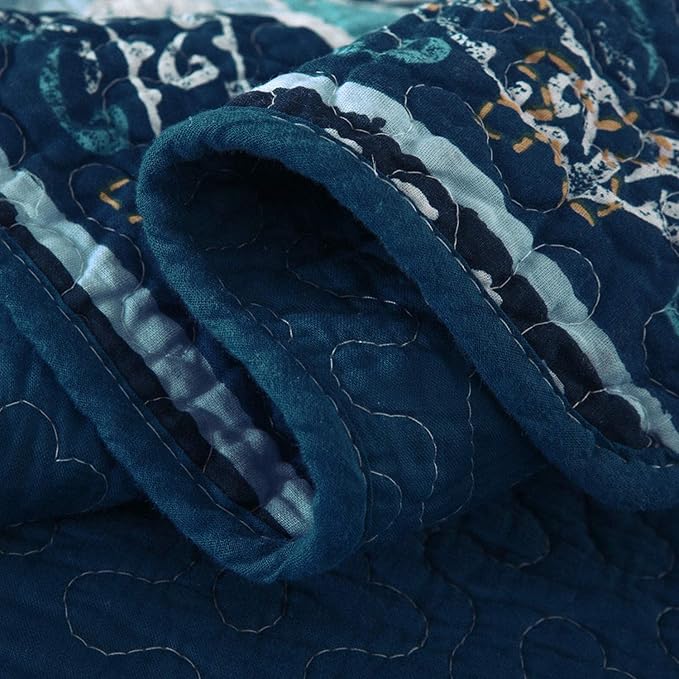 NEWLAKE Quilted Throw Blanket for Bed Couch Sofa, Boho Chic Pattern, 60X78 Inch