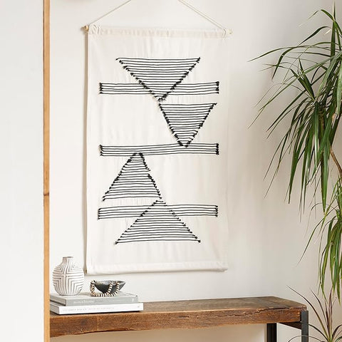 Mark&Day Wall Art, Hohenzell Modern Farmhouse Ivory Macrame Tapestry Wall Hanging for Living Room, Bedroom, Office or Kitchen (36"H x 24"W)