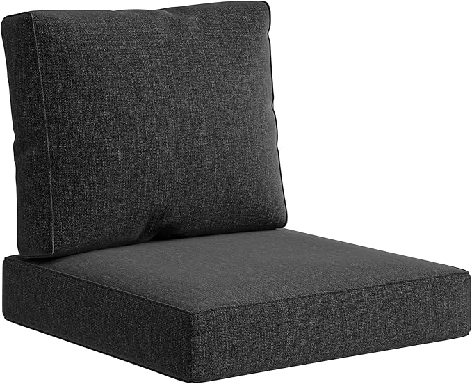 UIXE 24.5" Deep Seat Outdoor Cushion Set with Back Pads, Patio Furniture Cushions, Sectional Sofa Bistro Chair Cushion - Dark Gray, Set of 2