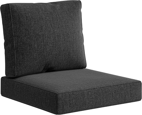 UIXE Outdoor Deep Seat Cushion Set with Slipcovers, Patio Furniture Cushions & Back Pad, Water-Resistant Outdoor Cushion Covers Backyard Sectional Sofa Cushions for Bistro Chair - Charcoal Gray