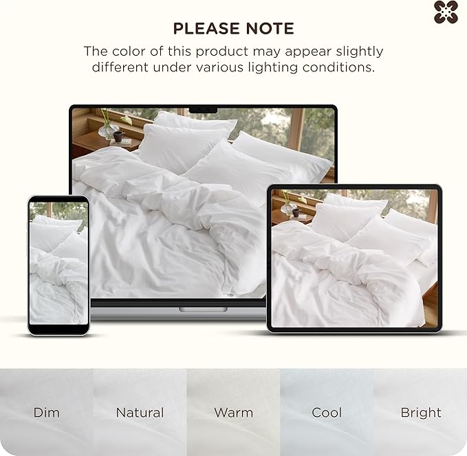 Bedsure Cotton Duvet Cover Full - Luxury Slub Weave 100% Cotton Duvet Cover Set with a Linen Like Textured, Easy Change Durable Bedding Set 3 Pieces, Bright White, 80" x 90"