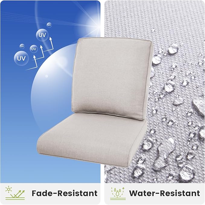 Outdoor Chair Cushions for Patio Furniture - 1 Pack Outside Durable Thick Replacement Cushion 22x24 with Zipper Cover for Wicker Glider Rocking Chairs Loveseat Couch – Beige/Regular