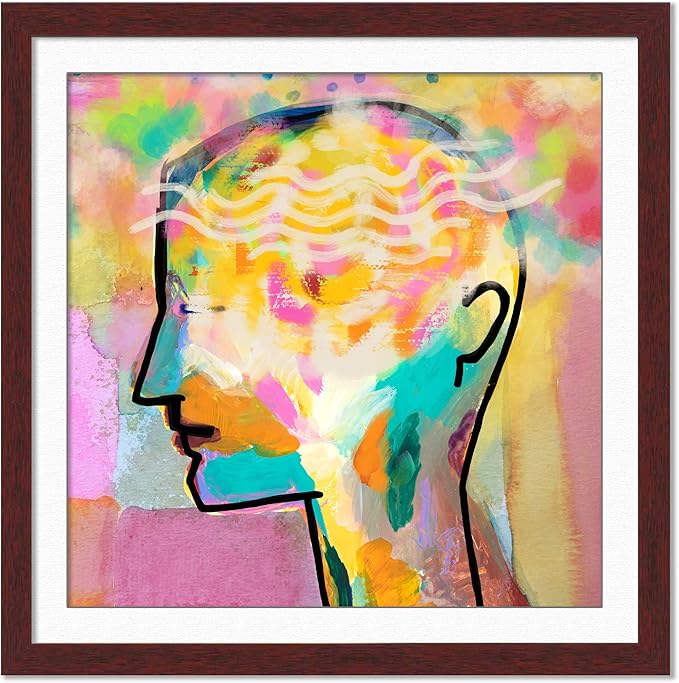 12x12 Frame with Mat - Brown 15x15 Frame Wood Made to Display Print or Poster Measuring 12 x 12 Inches with White Photo Mat