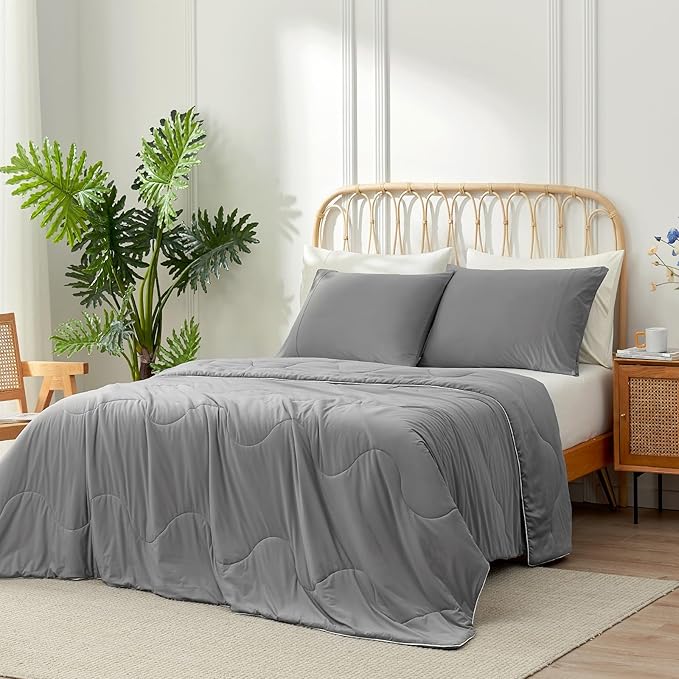 Snuggle Sac Cooling Comforter King Size, Breathable Cooling Blankets for Hot Sleepers and Night Sweats, Soft Lightweight King Size Blankets, 106x90 Inches, Dark Gray