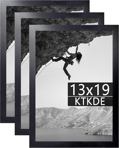 KTKDE 13x19 Picture Frame black set of 3, Wall Gallery Poster Frames Wooden, Shatter Resistant Glass, Rectangle Photo Frame for Photos,Studio Hanging Posters & Art Prints