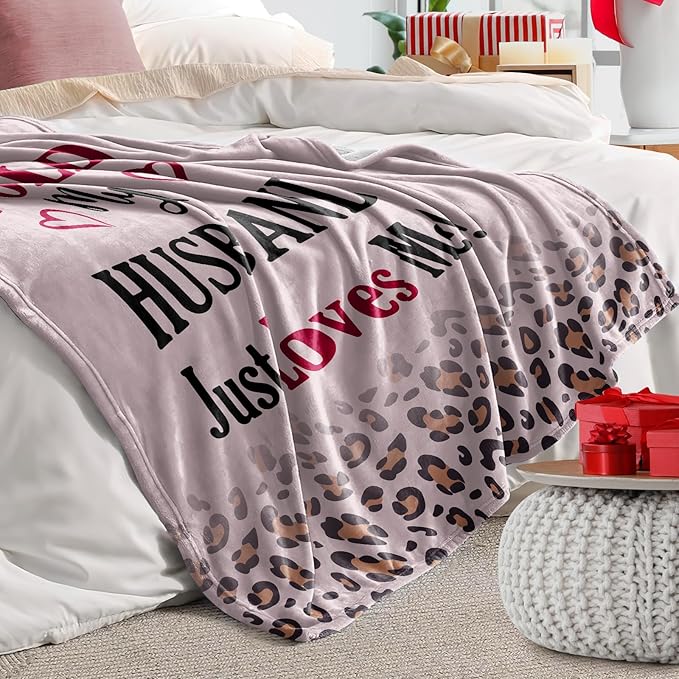 CENSIHER Gifts for Wife, Spoiled Wife Blanket 60x50in, Valentines Gifts for Her Wife, Anniversary Birthday Gifts for Women Her, Wife Birthday Gift Ideas, Presents for Mothers Day Christmas