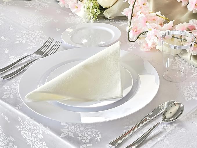 " OCCASIONS " 120 Plates Pack, Heavyweight Disposable Wedding Party Plastic Plates (7.5'' Appetizer/Dessert Plate, Plain White)