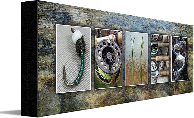 Personal-Prints FLY FISHING Personalized Name Art Décor | Gift for the Fly Fisher, Man Cave, Office or Boy’s Room |Customized Flyfishing Name Wall Art Gift (6"x18" Stretched Canvas)