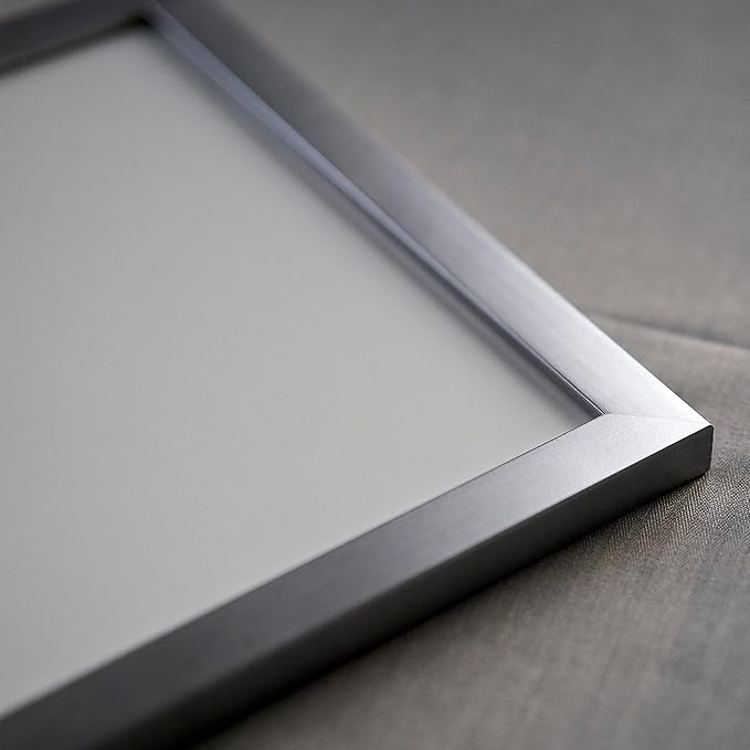 11x15 Frame with Mat - Silver 13x17 Frame Wood Made to Display Print or Poster Measuring 11 x 15 Inches with White Photo Mat