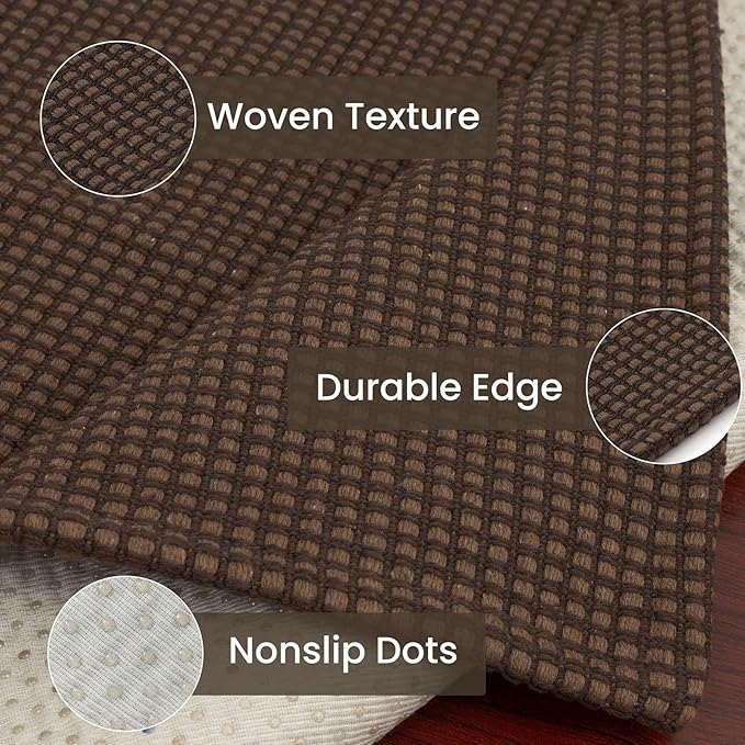 IOHOUZE Washable Runner Rug 2.6x12 Non Slip Rubber Backed Extra Long Hallway Runner Entryway Runner Indoor, Kitchen Rugs Woven Cotton Floor Carpet for Hall Entrance Stair, Brown