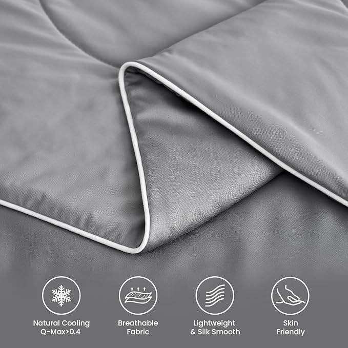 Snuggle Sac Cooling Comforter King Size, Breathable Cooling Blankets for Hot Sleepers and Night Sweats, Soft Lightweight King Size Blankets, 106x90 Inches, Dark Gray