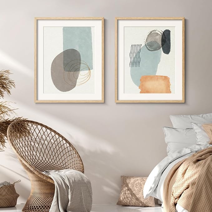 Minimalist 20x24 Picture Frame Matted to 16x20 Set of 3, Natural Solid Oak Wood Poster Frame, Lightweight for Wall Mounting(3 Pack, Oak)