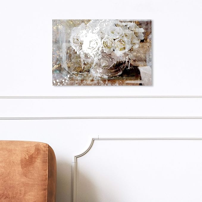 The Oliver Gal Artist Co. Floral Wall Art Canvas Prints 'Serving Roses' Home Décor, 24" x 16", Tan