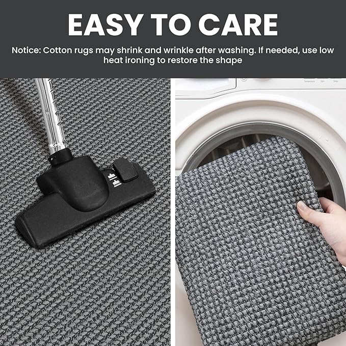 IOHOUZE Washable Exrea Long Hallway Runner Rug 3x18 Non Slip Rubber Backed Kitchen Runner Entryway Runner Indoor, Woven Rugs Floor Carpet for Kitchen Hall Entryway Stair, Dark Grey