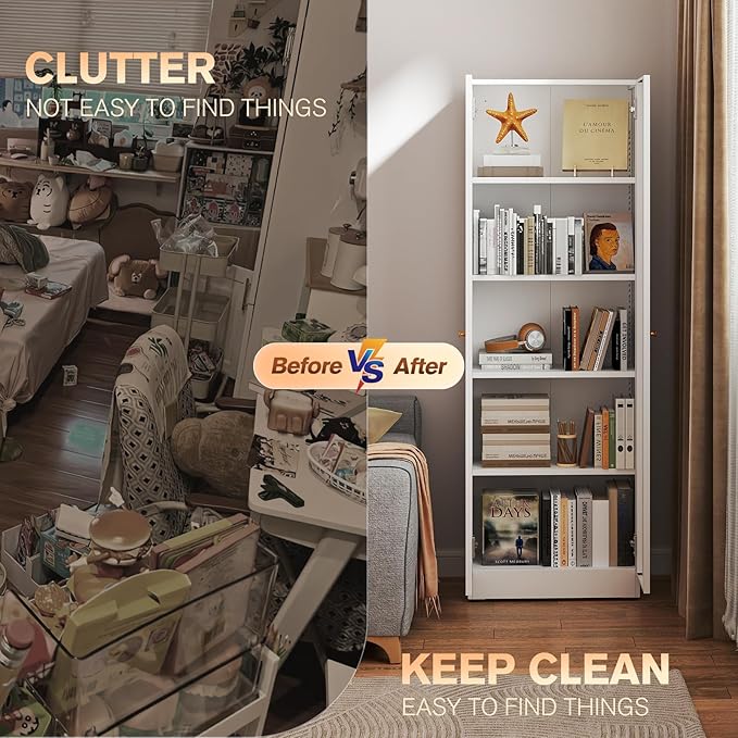 Garage Storage Cabinets with Metal Door and 4 Adjustable Shelves, 71" H Tool Cabinets with Adjustable Feets for Pantry Cabinet,Office,Warehouse Organisieren, Required-Assembly