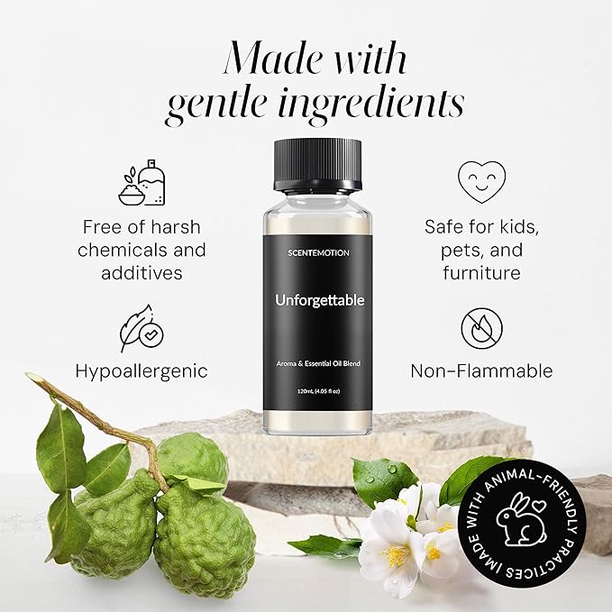 Unforgettable Essential Diffuser Oil, Opulent Resort-Style Aroma, Fragrance Oil for Ultrasonic & Waterless Diffusers, Notes of Bergamot, Jasmine & Ocean Notes | 4.05 fl oz, 120 mL