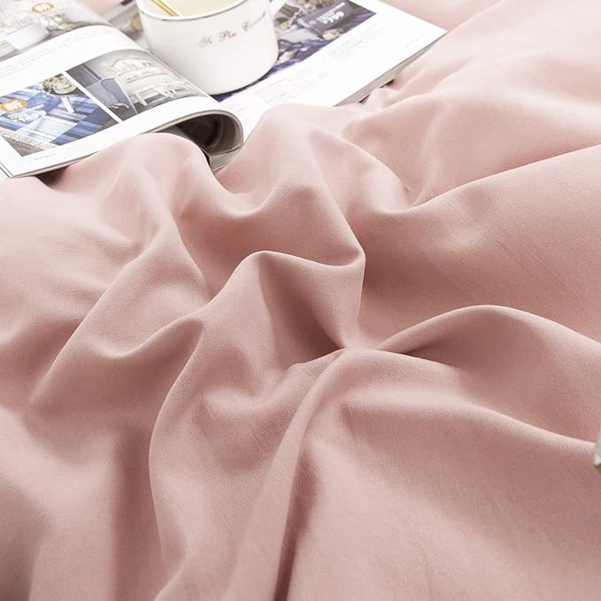 Wellboo Blush Pink Comforter Set Full Size Bean Pink Bedding Comforter Sets for Women Girls Solid Pink Quilts Soft Modern Dusty Red Bed Blankets Light Pink Warm Minimalist Bedding with 2 Pillowcases