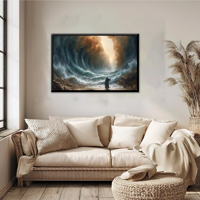 Christian Wall Art Print, Religious Scripture Biblical Decor, Faith-Based Inspirational Landscape with Cross, Digital Printed Canvas Poster for Church, Home Chapel, Prayer Room Decor