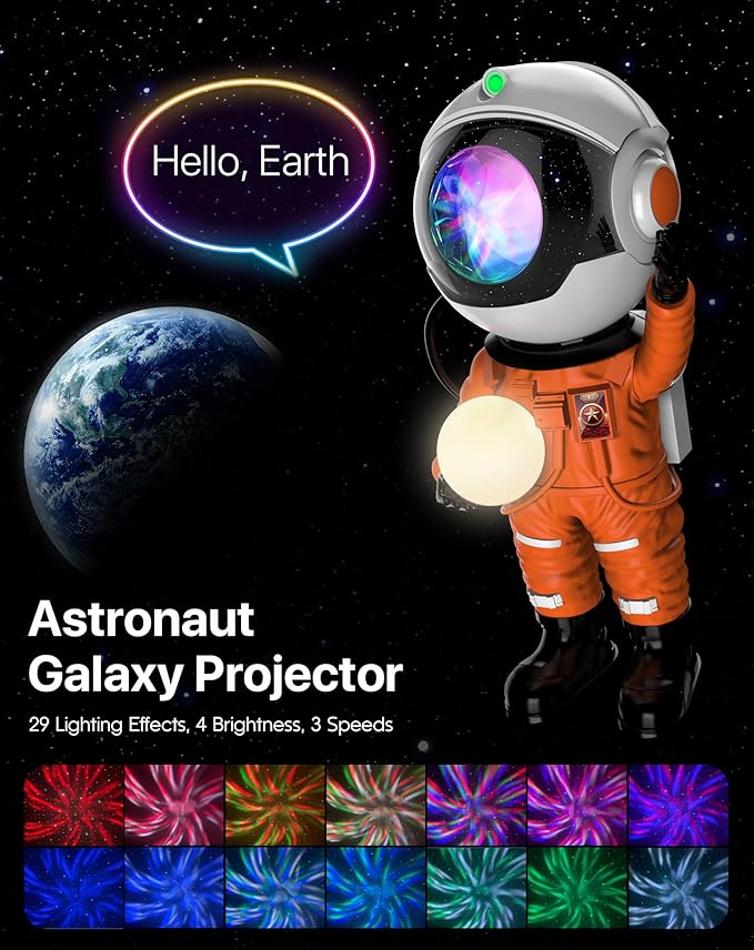 Rossetta Astronaut Galaxy Projector, Star Projector for Bedroom, LED Night Light for Kids Room with Timer and Remote, Room Decor Aesthetic, Home Decor, Gifts for Adults, Teens, Christmas, Birthday