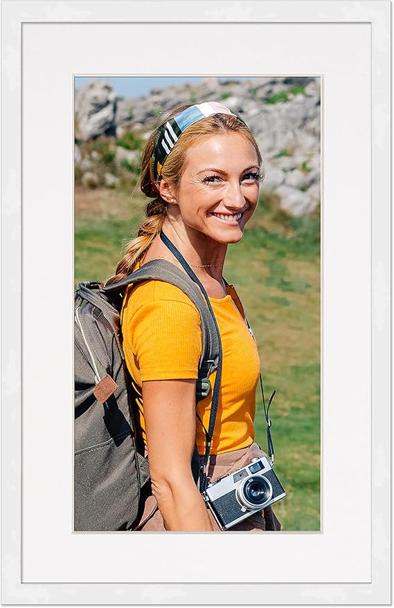 12x22 Frame with Mat - White 14x24 Frame Wood Made to Display Print or Poster Measuring 12 x 22 Inches with White Photo Mat