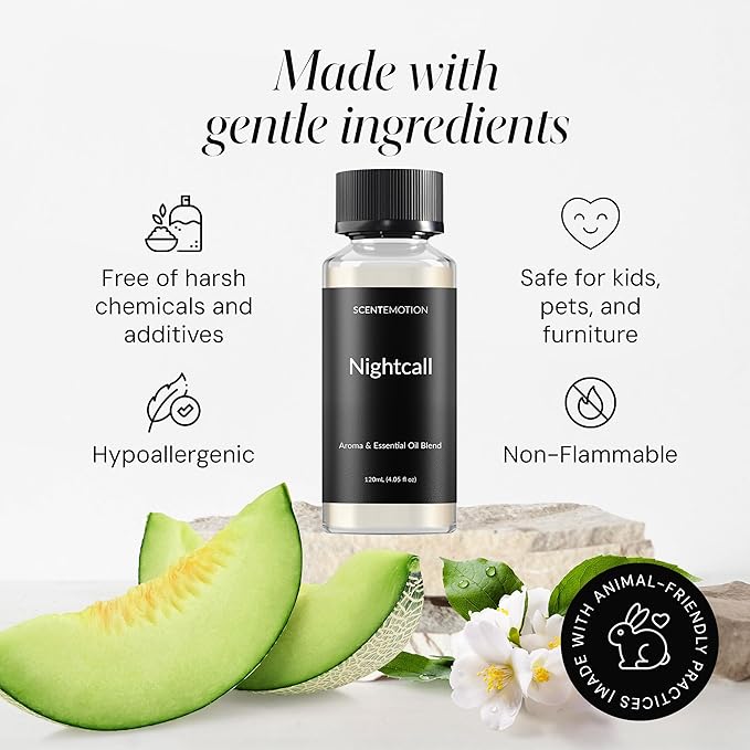Nightcall Essential Oils for Diffuser, Opulent Resort-Style Aroma, Waterless Diffuser Fragrance Oil for Home| Green Melon, Lily & Jasmine | 4.05 fl oz, 120 mL
