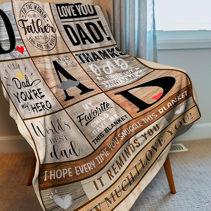 Gifts for Dad from Daughter Son - Fathers Day Dad Gifts for Birthday Valentines Day Christmas - Fathers Gift Ideas - 60"x50" Soft Flannel Blanket Gifts for Him Anniversary