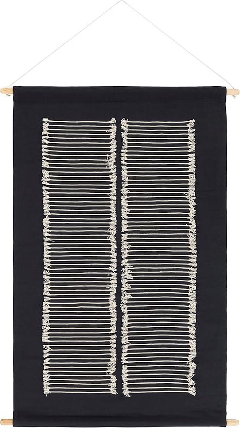 Mark&Day Wall Art, Lassing Modern Farmhouse Black Macrame Tapestry Wall Hanging for Living Room, Bedroom, Office or Kitchen (36"H x 24"W)