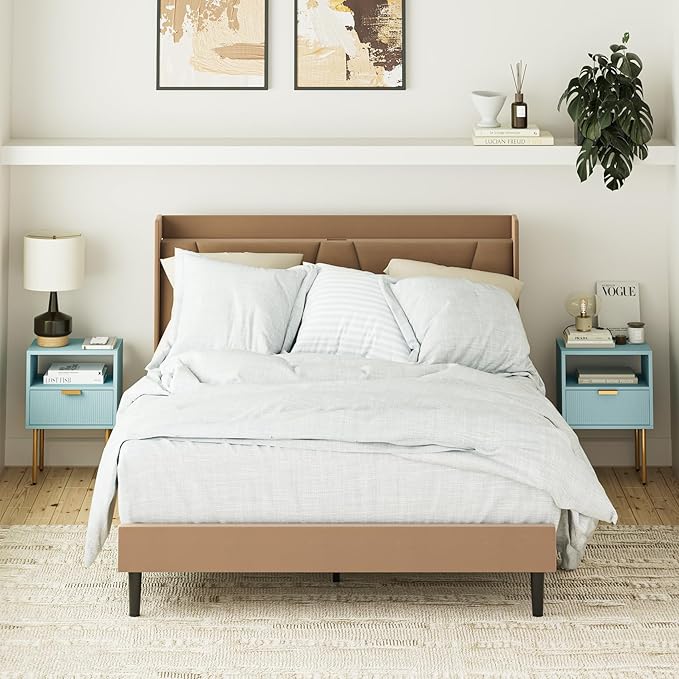 Nightstand,Morden Bedside Table with Gold Frame,Small White Night Stand,End Table,Bedside Furniture,Side Table with Drawer and Shelf for Bedroom,Living Room (1Drawer, Blue)