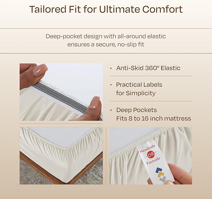 California Design Den Luxury Queen Sheets Set - Buttery Soft 800 Thread Count Sateen, 100% Cotton Bed Sheets Set with Deep Pockets, Beats Fake Egyptian Claims, Durable Bedding (Creamy Ivory)