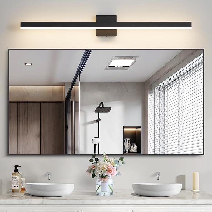 Black Bathroom Vanity Light 39.4 inch, 24W Dimmable 5CCT LED Modern Bathroom Light Fixture Over Mirror - ETL Certificated