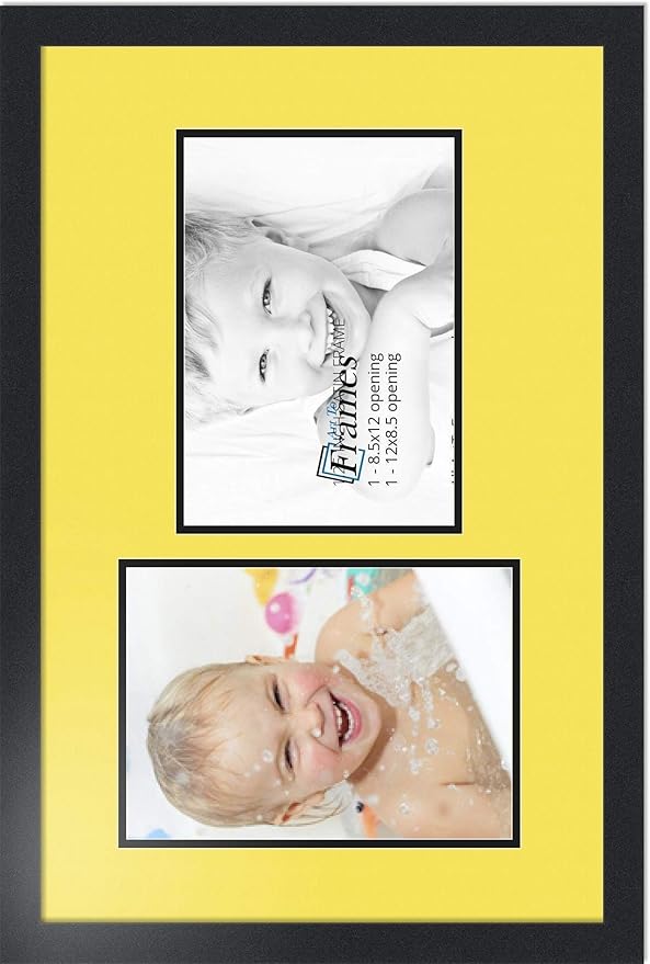 ArtToFrames Collage Photo Frame Double Mat with 2 - 8.5x12 Openings and Satin Black Frame