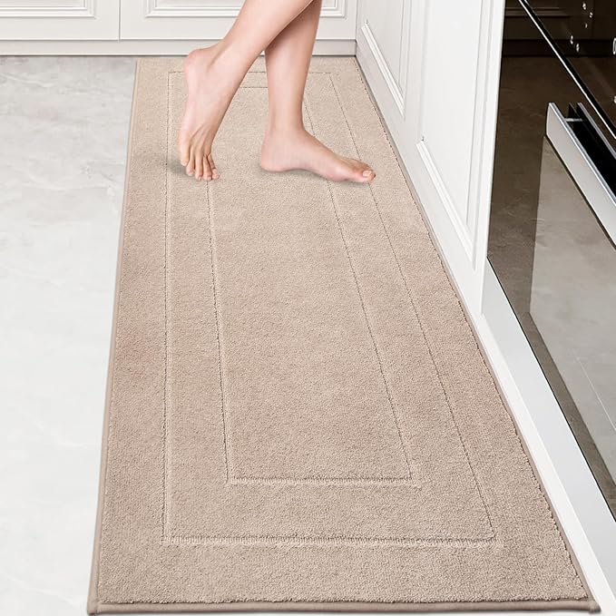 PURRUGS Machine Washable Kitchen Runner Rug 24" x 70", Non-Slip/Skid Hallway Runner Rug, Super Absorbent Soft Area Rug for Kitchen, Hallway & Laundry, Rolled Packaging, Beige