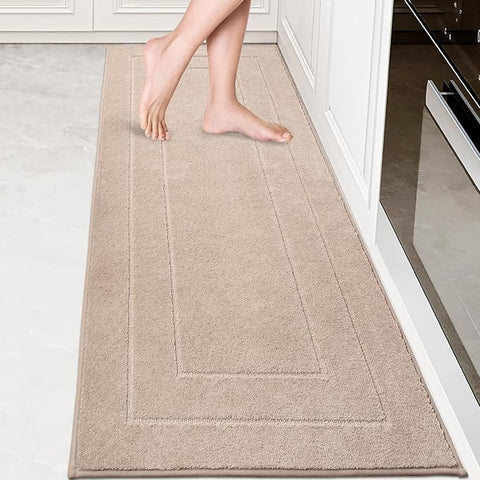 PURRUGS Machine Washable Kitchen Runner Rug 24" x 70", Non-Slip/Skid Hallway Runner Rug, Super Absorbent Soft Area Rug for Kitchen, Hallway & Laundry, Rolled Packaging, Beige