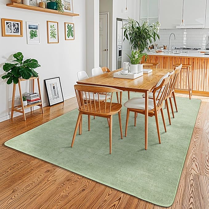 Washable Rug 5x7 Area Rugs for Living Room - Stain Resistant Non-Slip Backing Boho Rug for Bedroom,Durable & Ultra-Thin Vintage Large Area Rug(5x7,Green)