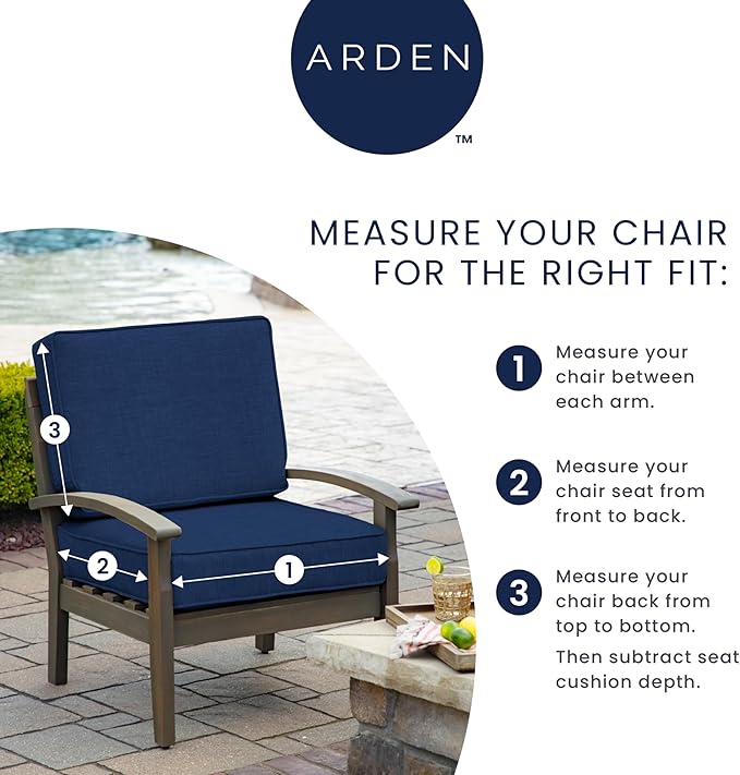Arden Outdoor Deep Seat Cushion Set, 24 in x 24 in, Weather-Proof, Rain-Proof, Fade Resistant Patio Cushion for Chair, Sofa, and Couch Ruby Clarissa