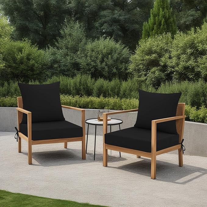 idee-home Outdoor Cushions for Patio Furniture, Outdoor Seat Cushion, Waterproof Hampton Bay Deep Seat Replacement Couch Chair Cushions for Garden Lawn Backyard Deck, 24 x 24 Black