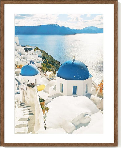 Axeman 22x28 Picture Frame with Mat for 18x24, Solid Oak Wood Poster Frame with Tempered Glass, Wooden 22''x28'' Minimalist Photo Frame Puzzle Frame with Wall Hooks for Art Photo and Prints, Walnut