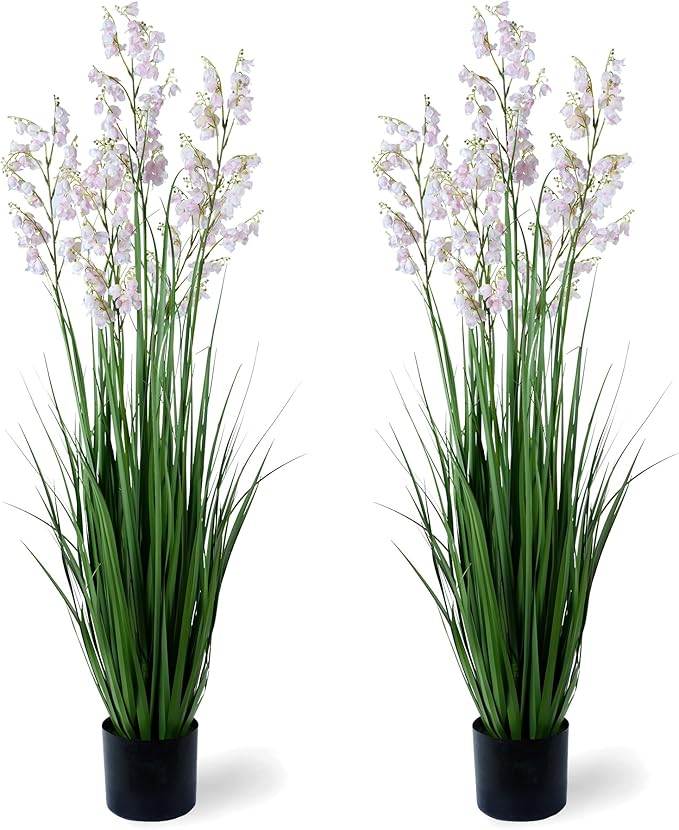 Green Onions Home Decor Fake Plants Lily of The Valley Snake Plant Home DéCor Accents Artificial Grass Room Decor Artificial Plants Indoor Artificial Grass 47" 2PCS（Pink）