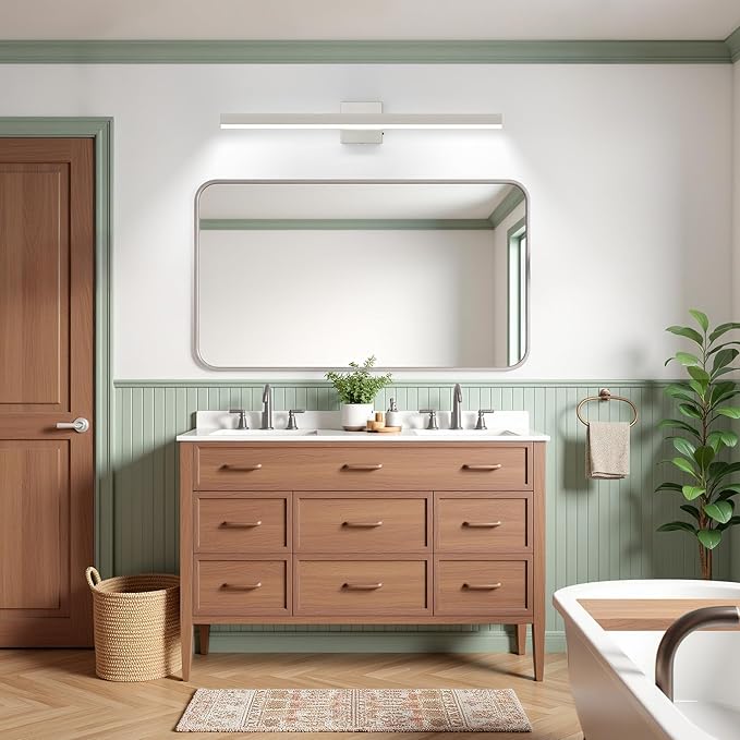 Nickel Bathroom Vanity Light 31.5 inch, 18W Dimmable 5CCT LED Bathroom Light Fixture Over Mirror Restroom-ETL Certificated