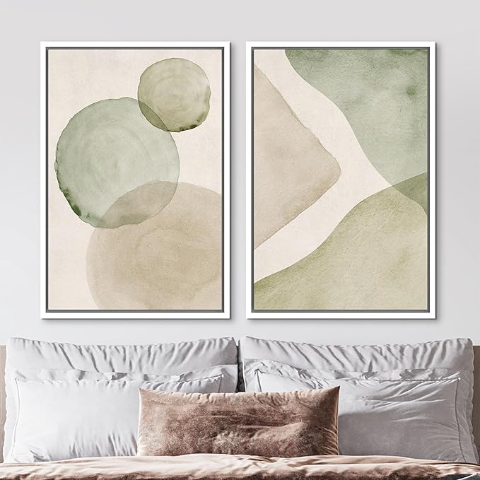 MUDECOR Framed Canvas Print Wall Art Dynamic White Brushstroke Abstract Illustrations Modern Art Decorative Bohemian Colorful Chic for Living Room, Bedroom, Office - 24"x36"x2 White