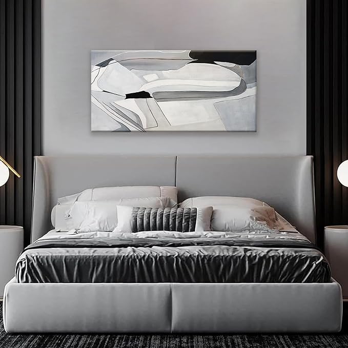 TAIJXAGSG Abstract Canvas Art Wall Decor Modern Minimalist Home Wall Decor Paintings White Wall Art Prints Abstract Art Line Art Bedroom Kitchen Office Decor 20"×40"