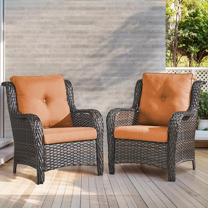 Outdoor Chair Cushions-Patio Chair Cushions Set of 2 with Removable Cover 22 X 25 Inch Outdoor Cushions for Patio Furniture Chair Sofa Couch-Orange