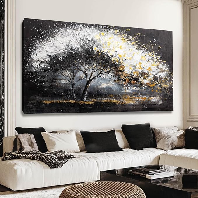 NBAODAN Plants Canvas Wall Art Grey Pictures Wall Decor for Dining Room Large Tree Art Botanical Wall Decorations for Living Room 29"x 58" Neutral Prints