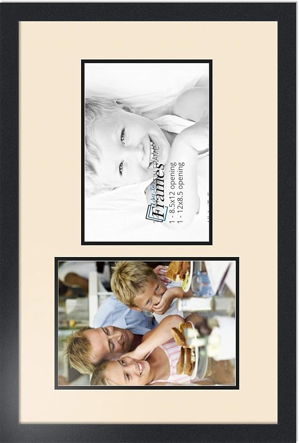 ArtToFrames Double-Multimat-776-825/89-FRBW26079 Collage Photo Frame Double Mat with 2-8.5x12 Openings and Satin Black Frame