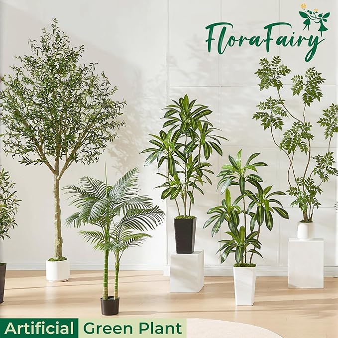 6FT Artificial Dracaena Tree with Black Planter - Real Touch Fake Plant for Home & Office Decor, Faux Yucca Indoor Floor Tree