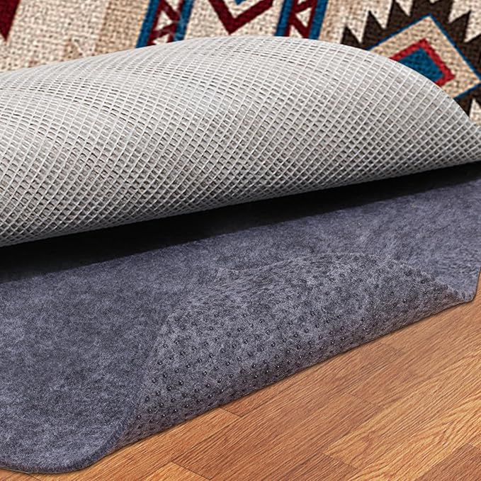 Non-Slip Rug Pad, 6x9 Ft Extra Large Felt Area Rug Cushioned Non Skid Carpet Pads, Felt Rug Pad for Under Hardwood Floors, Thick Non-Slip Rug Pads for All Floors, Keep Rug Soft and Safe