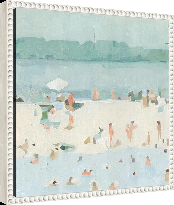 Amanti Art Framed Canvas Wall Art 16x16 Sea Glass Sandbar I by Emma Scarvey, Framed Wall Art Canvas, Abstract Artwork, Traditional Decor, Small Poster Painting for Living Room, Bedroom, Bathroom,