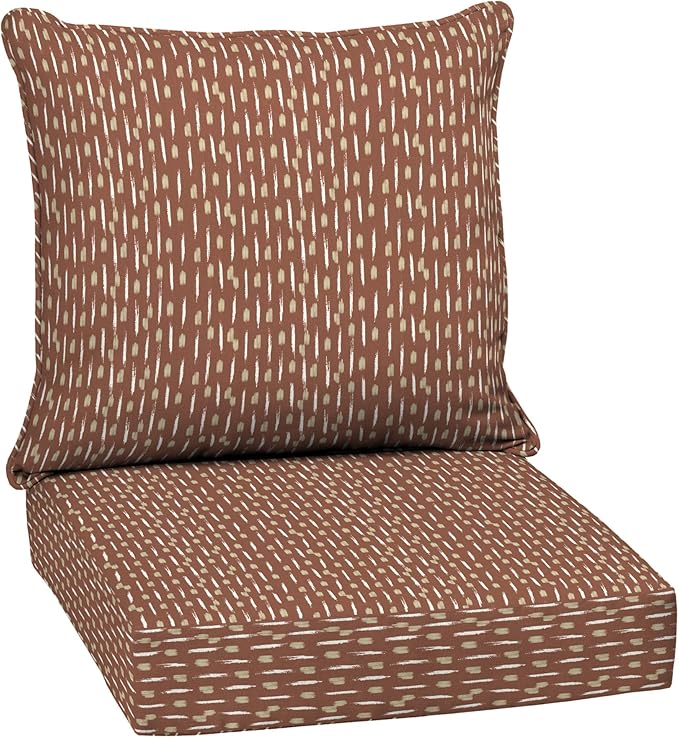 Arden Outdoor Deep Seat Cushion Set, 24 in x 24 in, Weather-Proof, Rain-Proof, Fade Resistant Patio Cushion for Chair, Sofa, and Couch Rust Red Brushed Texture